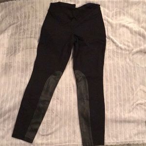 J Crew black Leggings w/ leather panel-Size 4 NWOT